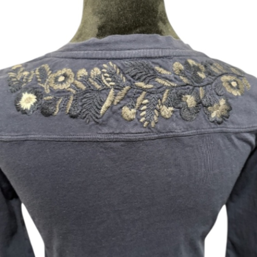 Johnny Was‎ Los Angeles Embroidered Floral Tunic Top Bohemian Chic Navy - Picture 4 of 6